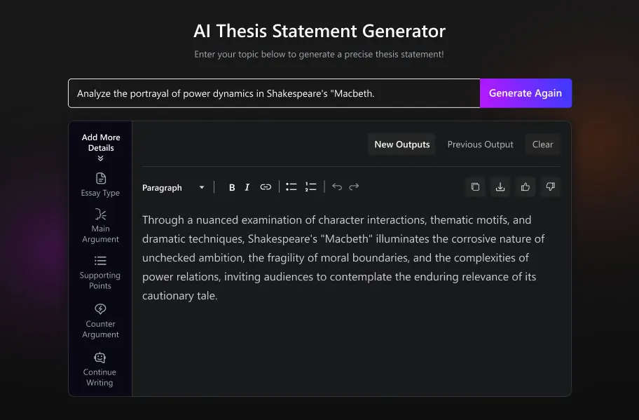 Analytical Thesis Statement output