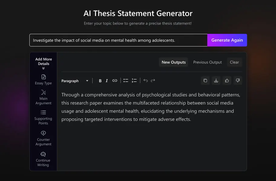 Thesis Statement for Research Paper output